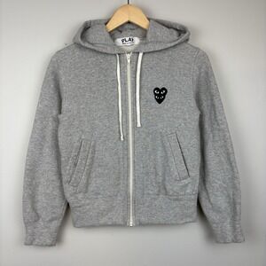 Comme De Garçons PLAY Full Zip Double Heart Logo Sweatshirt Hoodie Size S